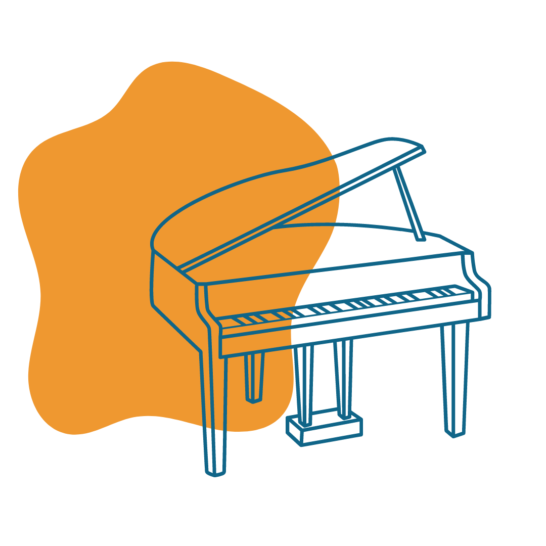 Piano icon with orange background