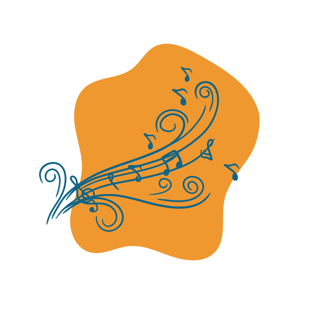 Music notes icon with orange background