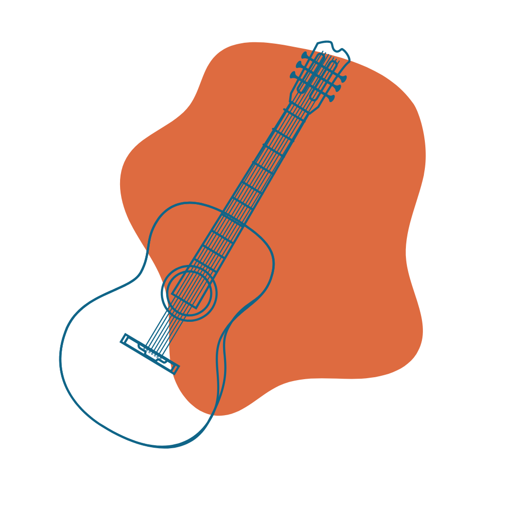 Guitar icon abstract with red background