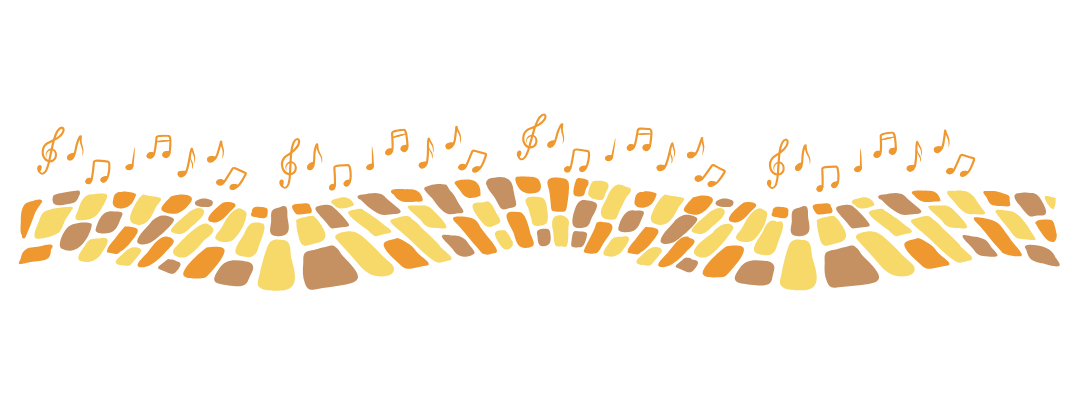 yellow brick road with music notes pattern